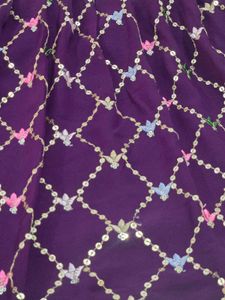 Embellished Purple Dupatta with Sequins &amp; Beads