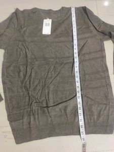 Men's Grey Textured Striped Sweater