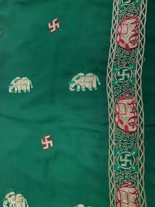 Emerald Green Embroidered Saree
