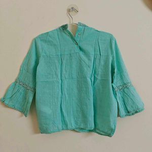 🆕 Beautiful Blue Bell Sleeve Crop Top