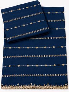 Women’s Navy Blue Embroidered Saree with Golden Fl