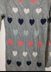 Silver Winter Top Heart Print For 34 Bust