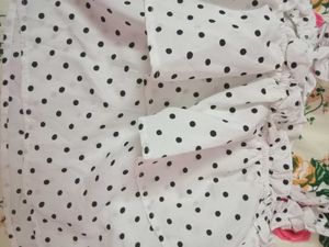White Polka Dot Ruffle Top