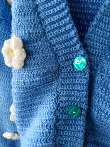 crochet blue cardigan