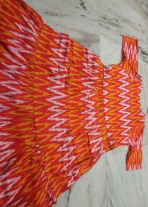 Frills Ikat Tiered Maxi Dress