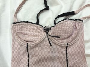 Cute Pink Gingham Corset Top