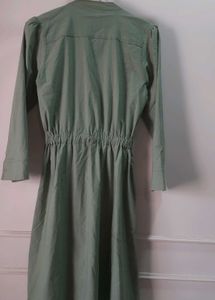 Unused Olive Color Denim Stretchable Midi