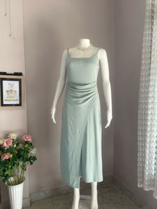 RIBBED Ruched Midi Dress