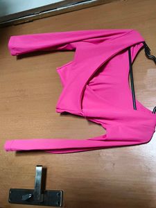 Hot Pink Long Sleeve Crop Top