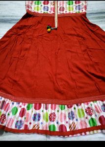 Women's Red Flared Ethnic Kurta |  Good Used Condi