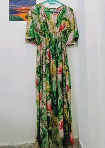 Tropical Print Maxi Dress