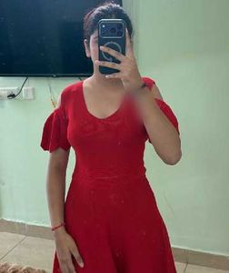 Red Cold Shoulder Flared Dress