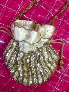 Gold Beaded Potli Bag