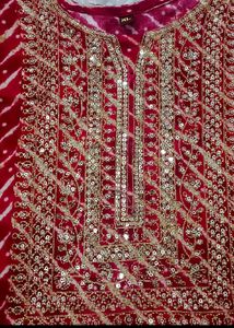 Red Embellished kurti with sequence yolk