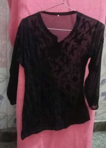 Black Kurti with Dragonfly Print