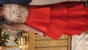 Stunning Red Tiered Skirt Set with choli