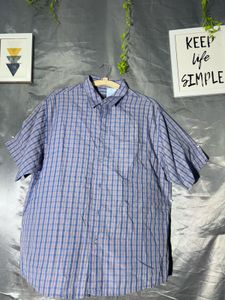 Men's Blue Plaid Short Sleeve Shirt