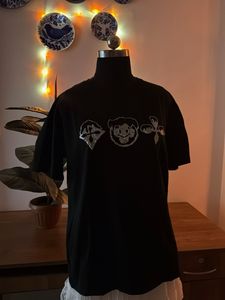 Black T-Shirt with Embellished Graphics