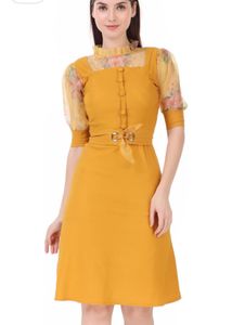Stylish Yellow Fit & Flare Dress
