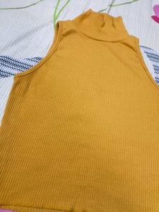 Mustard Ribbed Turtleneck Tank