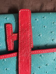 Turquoise Ostrich Embossed Clutch Pouch
