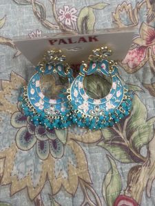 Teal Beaded Peacock Earrings