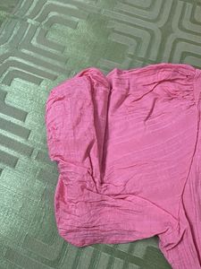 Pink V-Neck Midi Dress