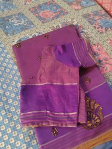 Elegant Purple Embroidered Saree