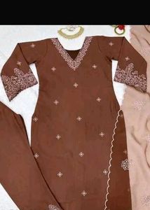 Elegant Brown Kurta Set with Dupatta