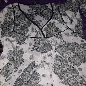 Black &amp; White Paisley Tunic Top
