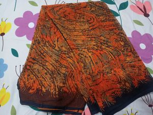 Orange &amp; Black Saree with Blouse