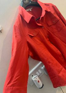 Chic Red Button-Up Shirt