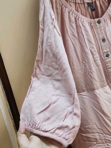Pink Button-Down Midi Dress