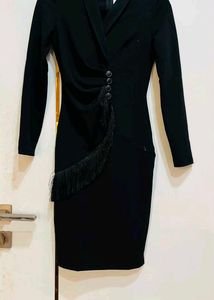 Chic Black Fringed Midi Dress