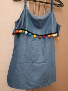 Blue Pom-Pom Dress