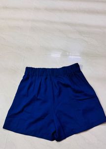 Royal Blue Button Detail Skirt Shorts