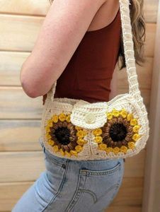 Handmade Crochet Sunflower Pouch