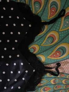 Black Polka Dot Lace Trim Cami Top
