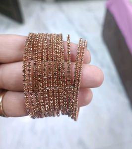 💜Elegant wine-golden metal bangles combo💜