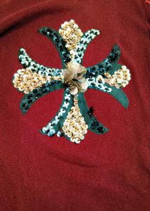 Very Fancy Sequin Work Net Sleeve Top