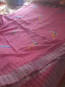 Elegant Pink crane design  Saree