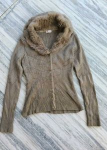 Faux Fur Trim Cardigan