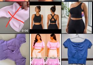 Blue Ruched Drawstring Crop Top
