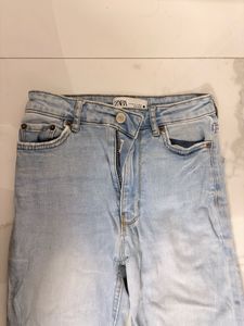 Zara Blur Ripped Denim Bootcut Jeans