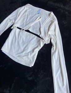 White Cropped Top with Cardigan