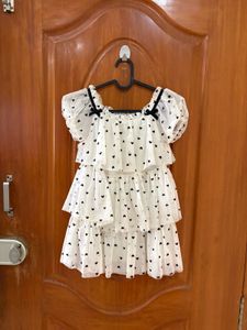 Tiered Heart Print Tulle Dress