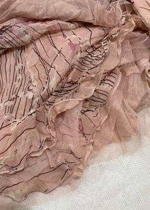 Vintage Dusty Pink Mesh Ruffle Wrap Mini Skirt