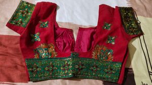 beautiful wedding wear sari with blouse
