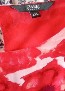 Chic Red Floral Print Top