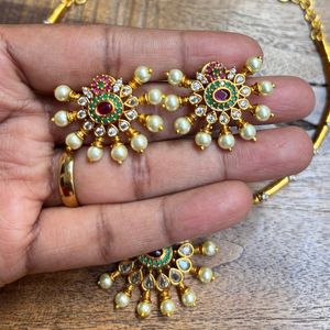 Exquisite Kundan Pearl Necklace &amp; Earrings Set